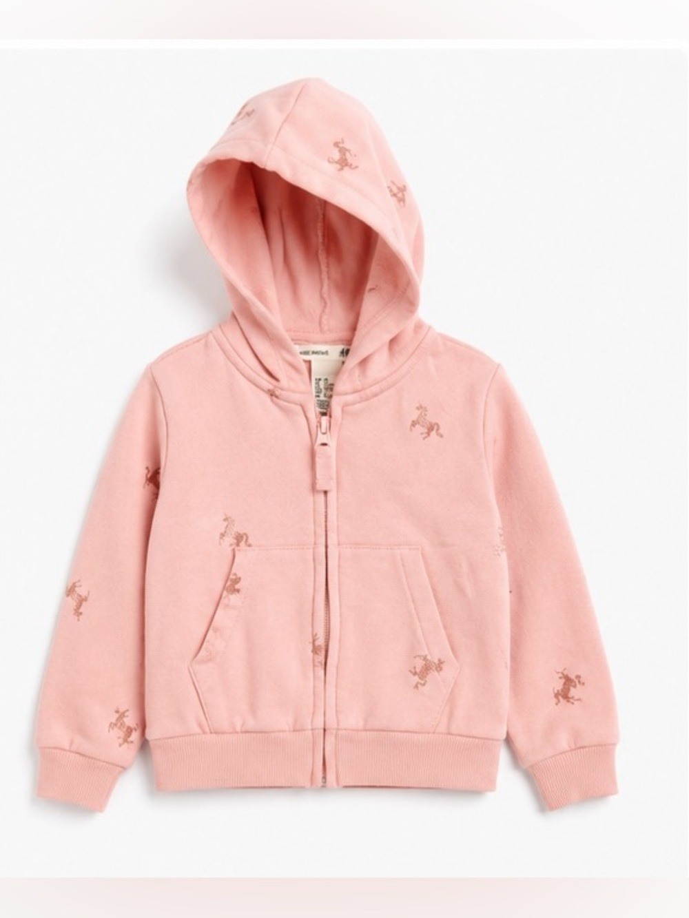 H&M Girls 2T Pink Metallic Unicorn Full Zip Fleece Hoodie